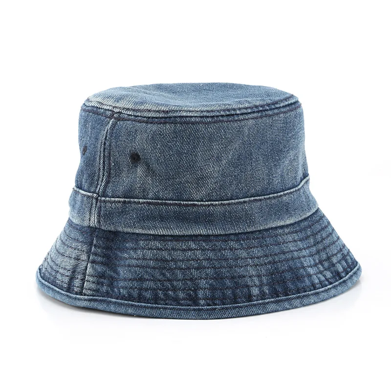 Wholesale Blank Designer Plain Blue Jean Washed Custom Denim Bucket Hat