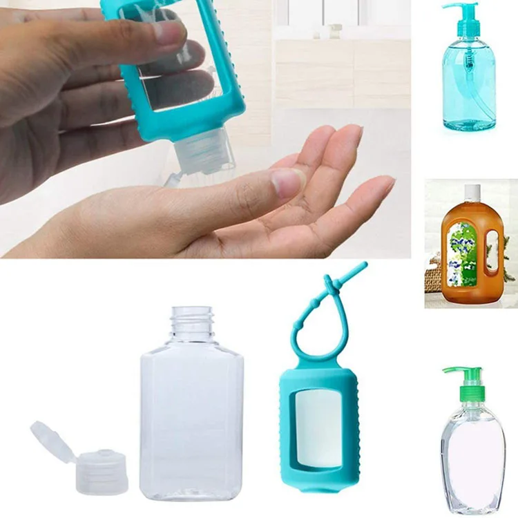 Silicone Sleeve Refillable Empty Squeeze Containers Leakproof Flip Keychain Bottles Hand Sanitizer Holder