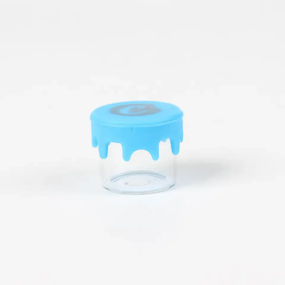 Hot Sale High Quality Colorful Smoking Glass Spice Jar With Silicone Lid