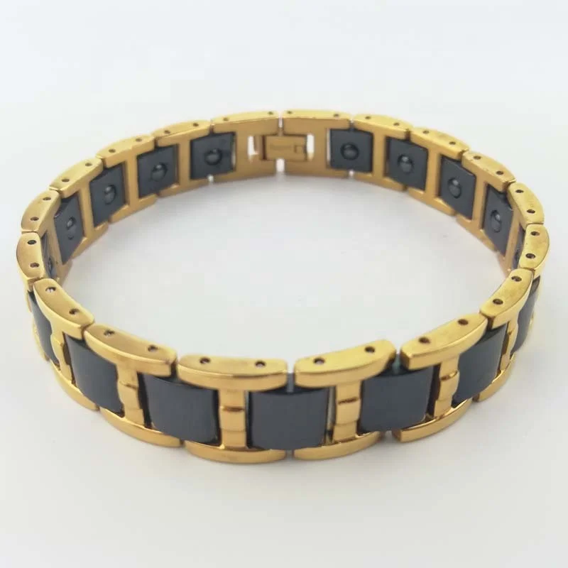 
9026 Black gold ceramic men fashion jewelry belts rose gold plated men accesories bracelet mix color strap bracelet for man 