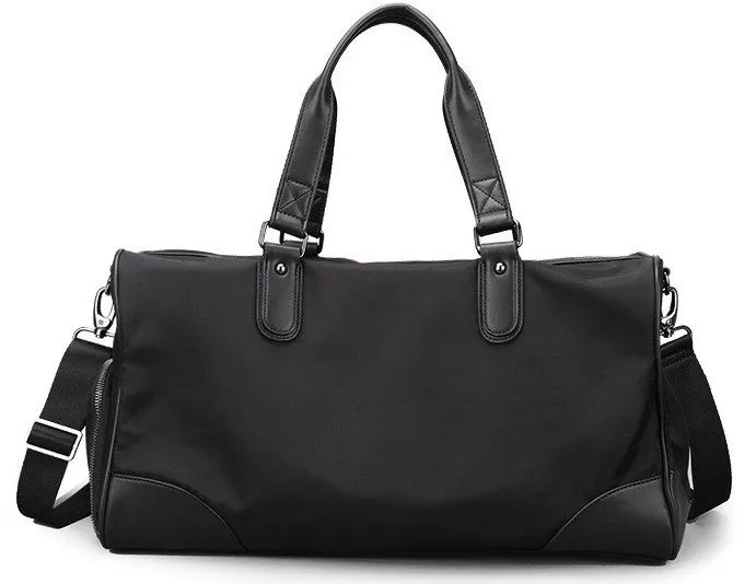 High Quality PU Leather Gym Bag Ladies Travelling Nylon Weekender Bag Large Capacity Overnight Bag