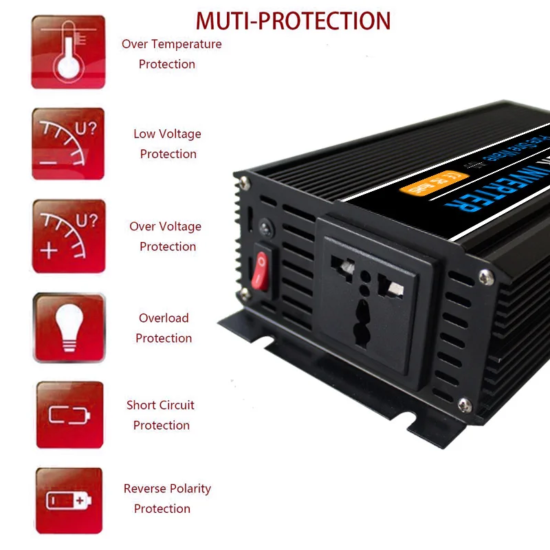 Горячая Распродажа GYOPO 500 Вт автономный Солнечный немодулированный синусоидальный сигнал 12 В вольт постоянного тока до 220 вольт 50 Гц инвертор переменного тока для автомобиля с зарядным устройством