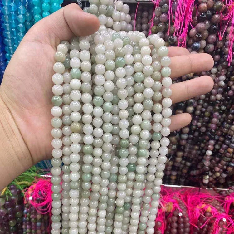 Natural  Wholesale Green Emerald Jadeite Loose Round 6/8/10mm Beads Strand Jade she taicui