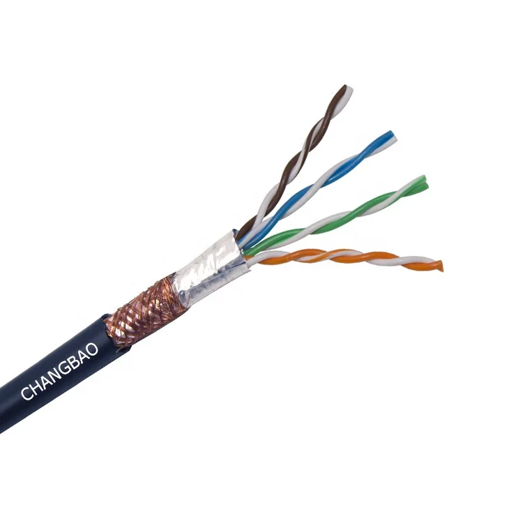 Dual Shields 24AWG 4 Pairs Solid Conductor , ETL Listed PVC and LSZH Jacket Indoor cat5e SFTP cable