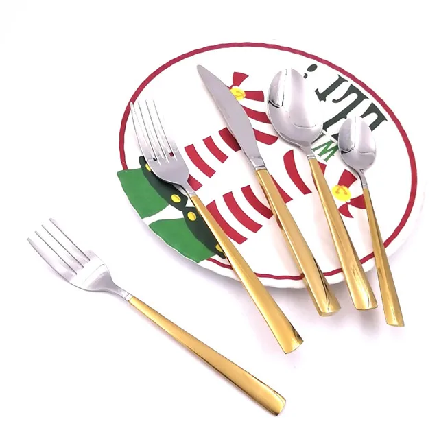 Набор столовых приборов из нержавеющей стали с золотой ручкой