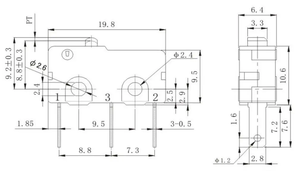  AC 250V 5A SPDT 1NO 1NC Мгновенный шарнирный роликовый рычаг микро-переключатели 3