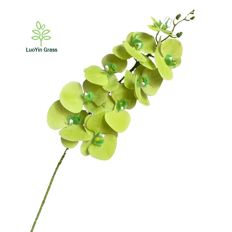 Artificial Orchid Stems  PU Real Touch White Orchid 37 inch Tall 9 Big Blooms Phalaenopsis Flower Home Wedding Decor