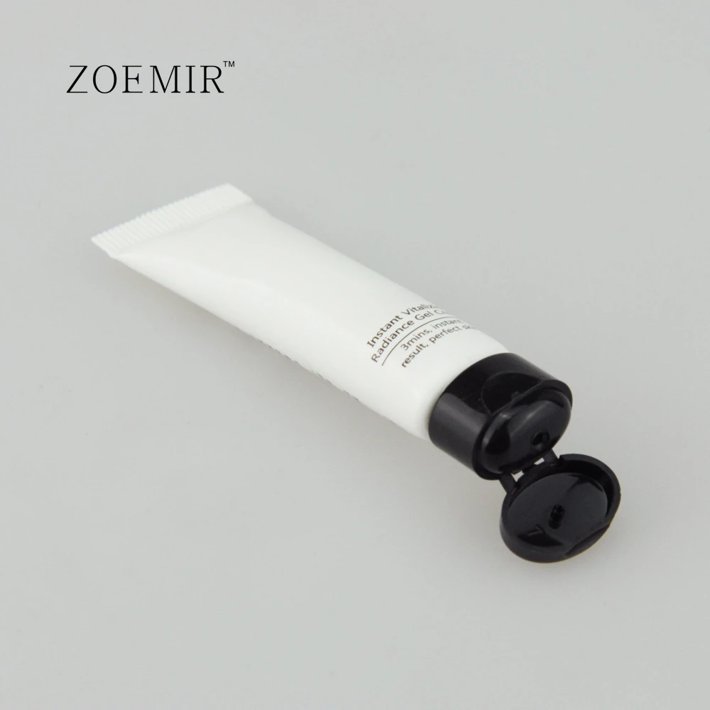 Slim white PE tube with black flip lid 20g  soft tube packaging body lotion manufacturers