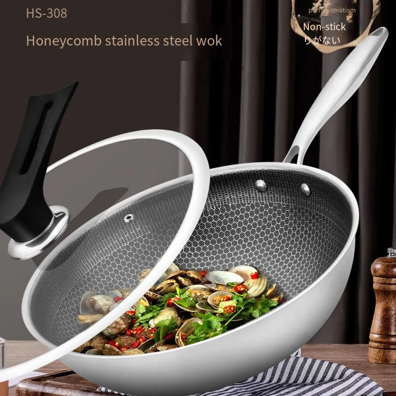Hot Selling Kitchen Appliances Satin Polished 3 Layers Non-Stick Coating Stainless Steel Pot Big Frying Pan
