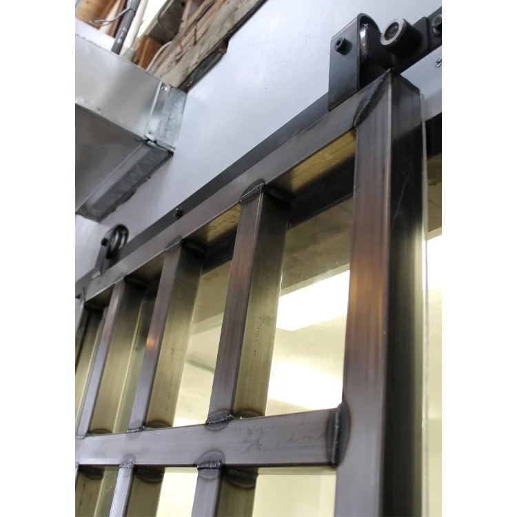 Folding sliding trackless retractable Aluminum frame fiberglass screen pocket 1st impact glass doors