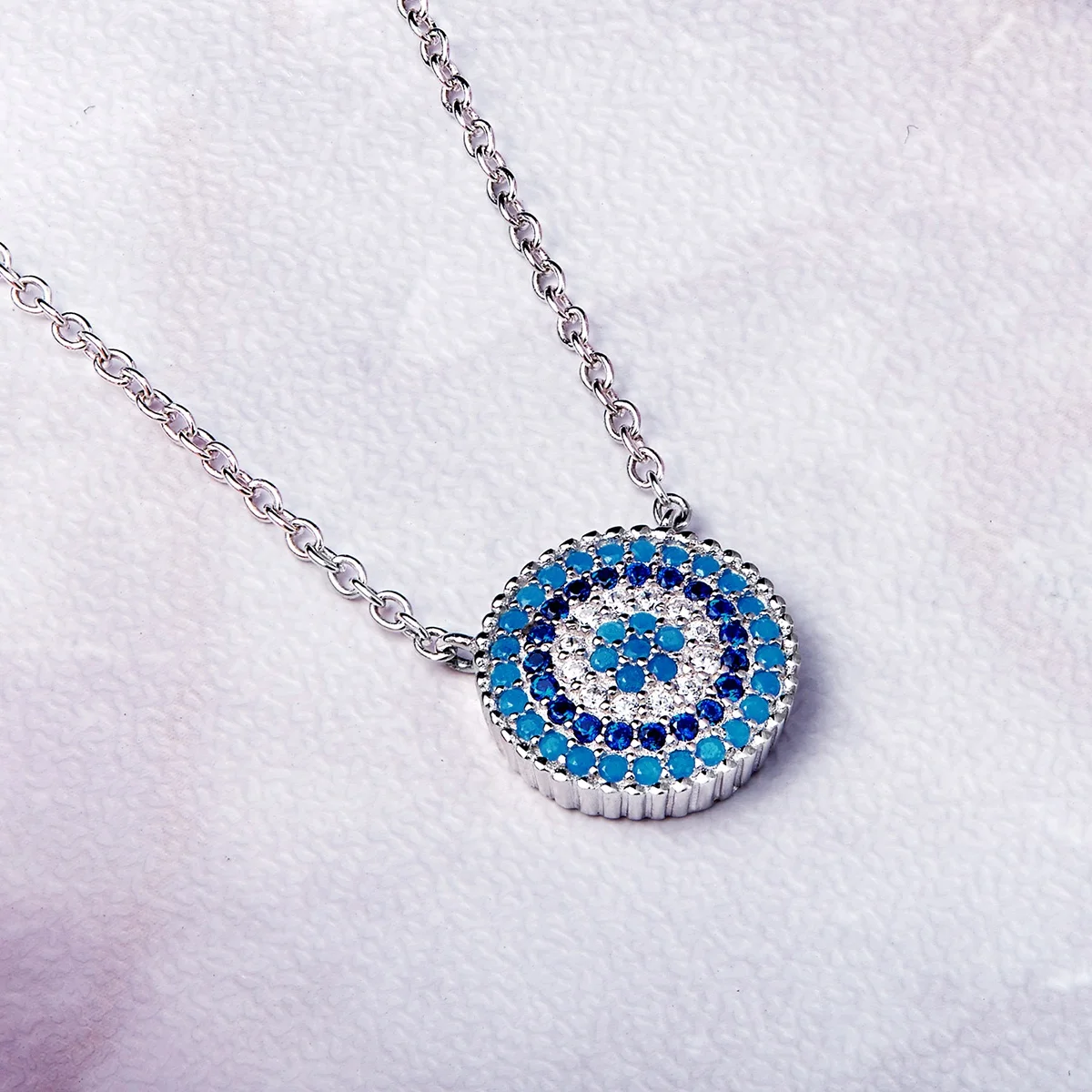 luxury Lucky high quality birthstone eye necklace 925 sterling silver sapphire personalized fashion jewelry necklaces for women