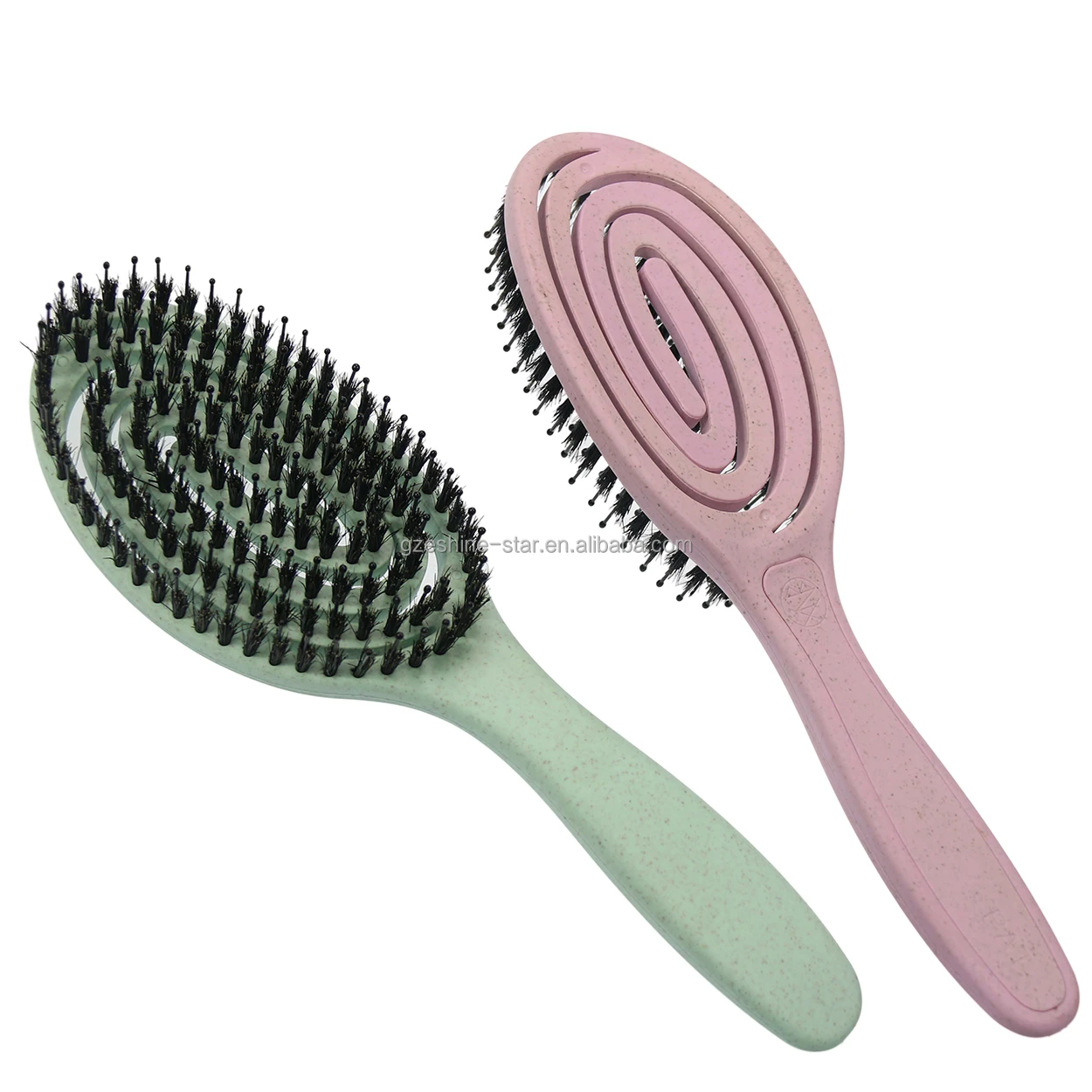 High Quality Boar Bristle Curly Fast Drying Eco Friendly Wheat Straw Detangling Hair Brush Vent Hair Extension Brush