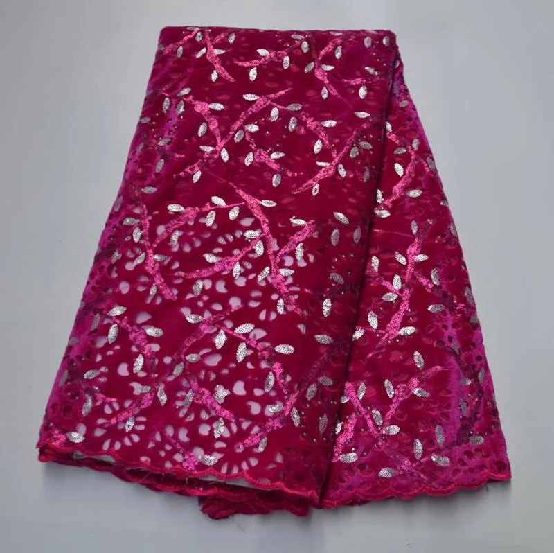 AG6798  african embroidery blue flower wedding net velvet sequin lace fabric with velvet and sequences