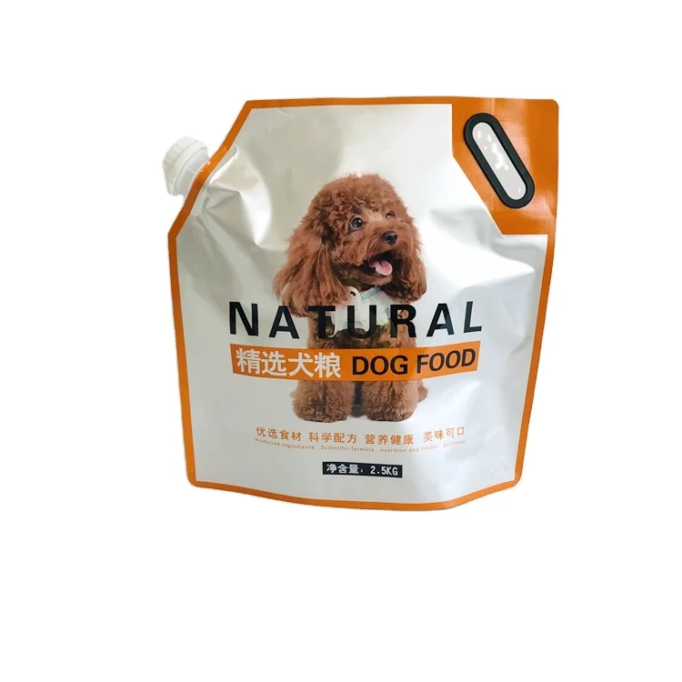 Manufacturers spot wholesale production of pet food aluminum foil self-sealing dog food packaging nozzle bags