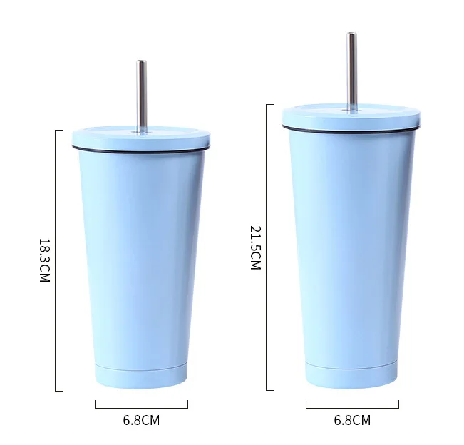500ml/700ml Stainless Steel Double Wall Tumbler Coffee Tumbler Cup With Straw Travel Stainless Steel Mug Reusable straw cup
