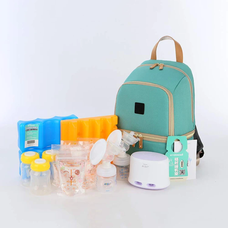 Double Layer Breast Pump Backpack Aluminum Foil  Insulated Backpack Portable Mummy Bag