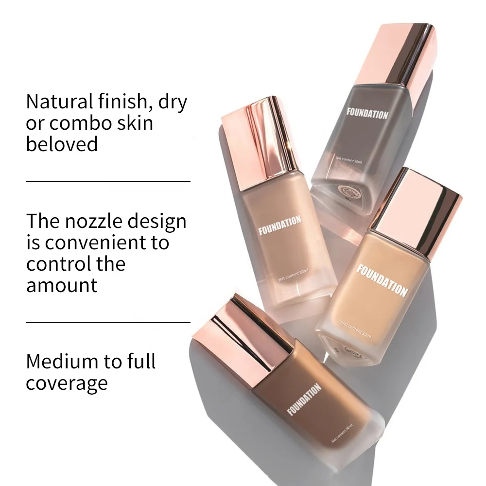 Multi Color Face Natural Cosmetic Liquid Foundation Custom Logo Full Coverage Vegan Long Lasting Foundation Makeup Private Label