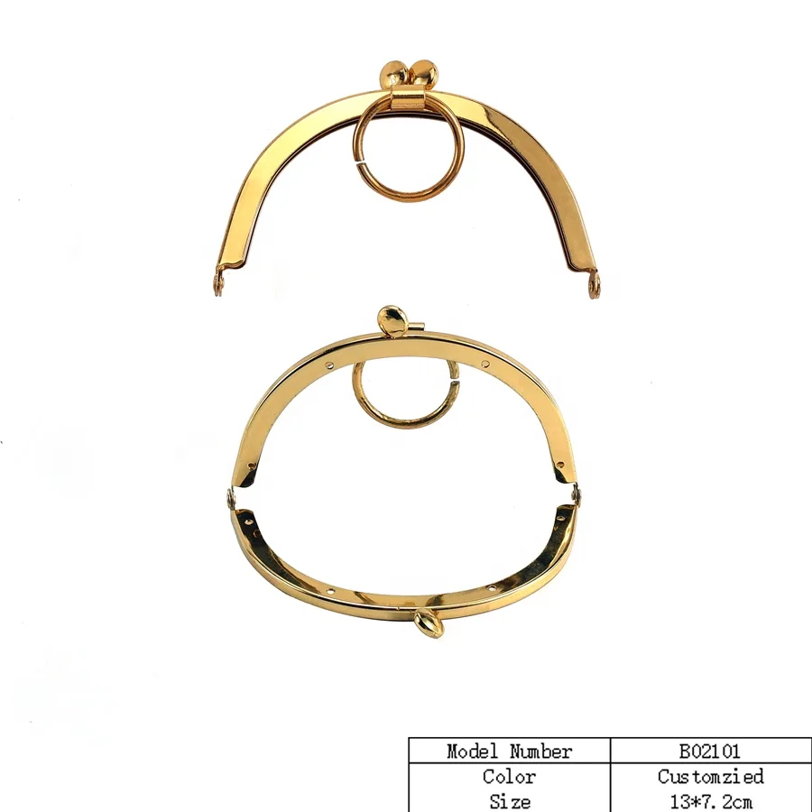 Customized Wholesale Bead head shape half round purse metal kiss lock frame bag frame closure
