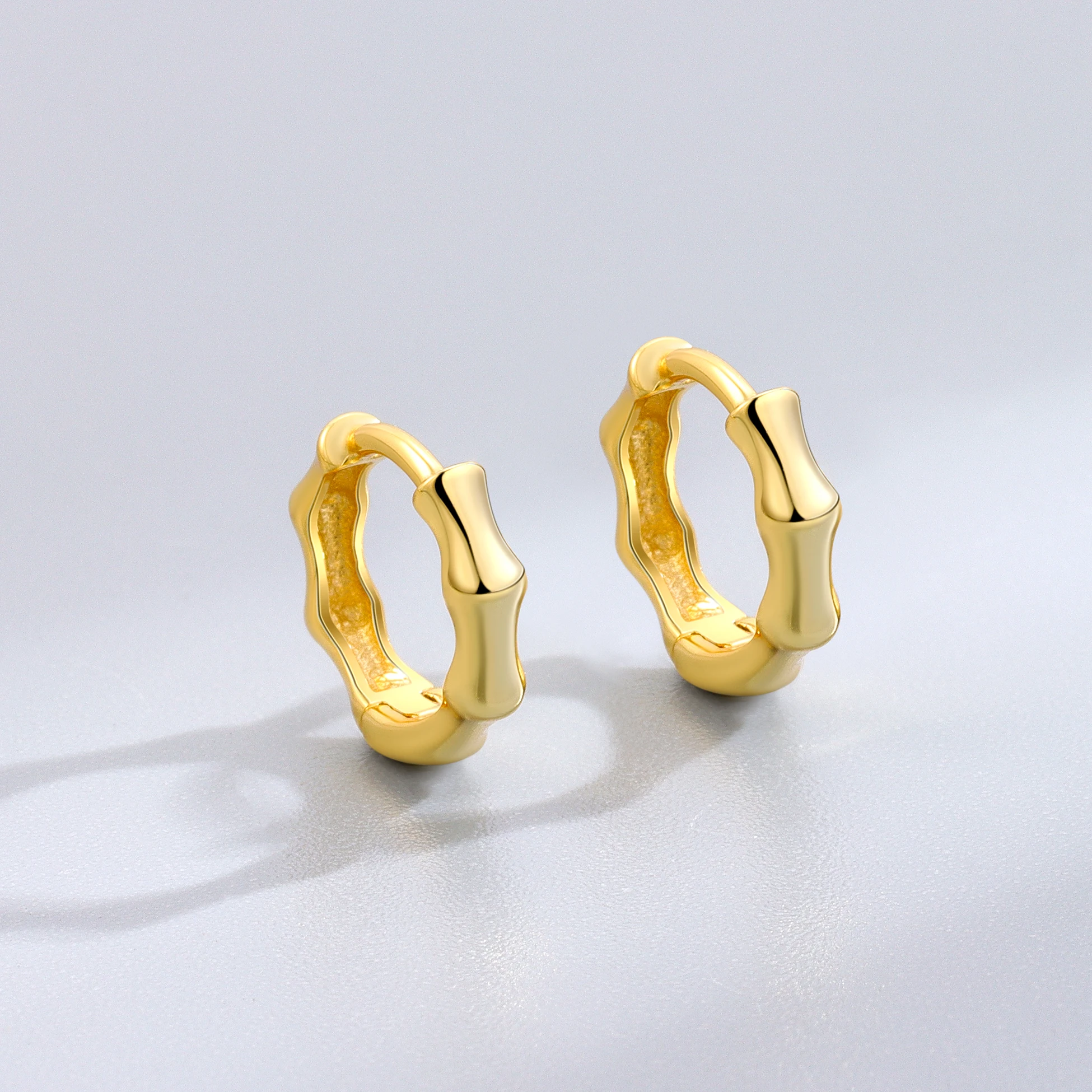 925 Sterling Silver Bamboo Joint Huggie Earrings Trendy Minimalist Personality Small Hoop Earrings Gold Plated For Women