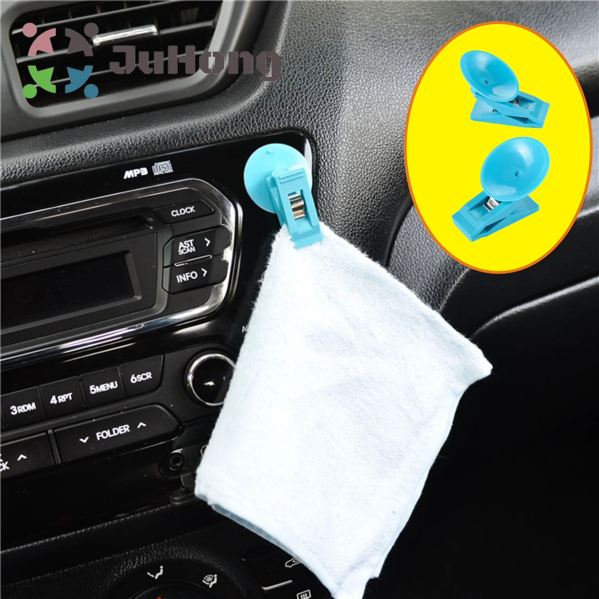 Useful and Creative Plastic Clip with Suction Cup Black / Blue / White Universal Car Accessories