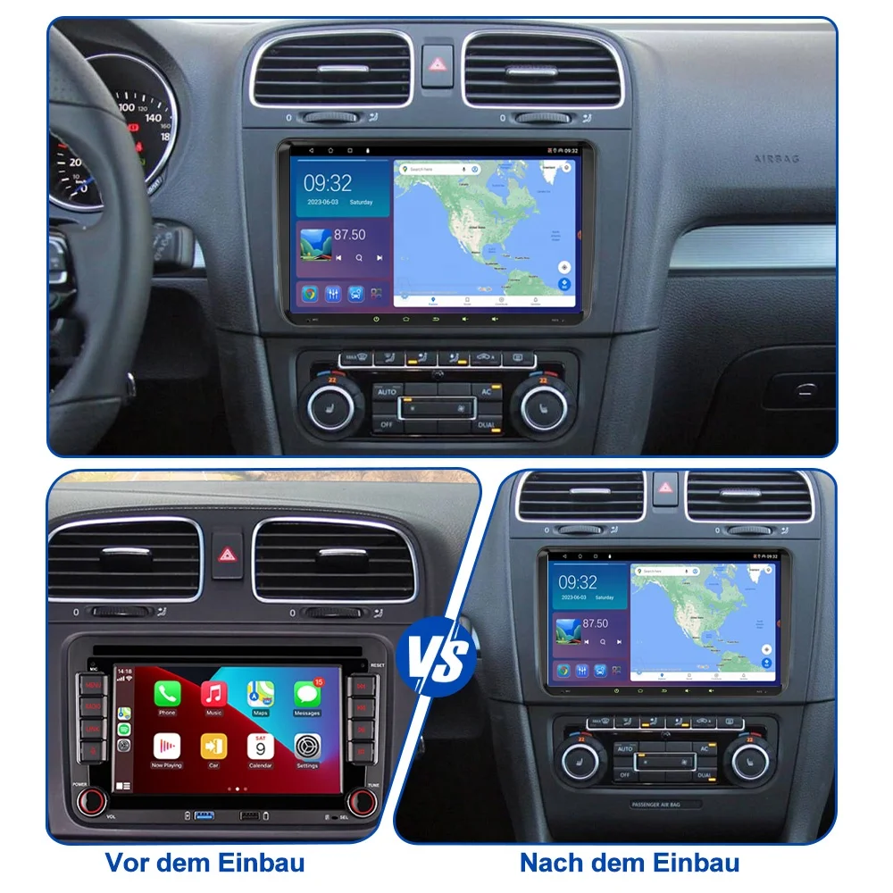 Wholesaler Factory Price 9 Inch Touch Screen Ram 2GB Rom 32/64GB Wifi DSP Radio Android Auto Carplay For VW 2Din Car DVD Player