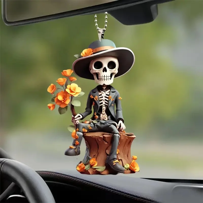 Hot Sale Acrylic Skeleton Figurine Hanging Ornament 2024 Crafts Statue Skeleton Memorial Gothic Sculpture Halloween Decoration