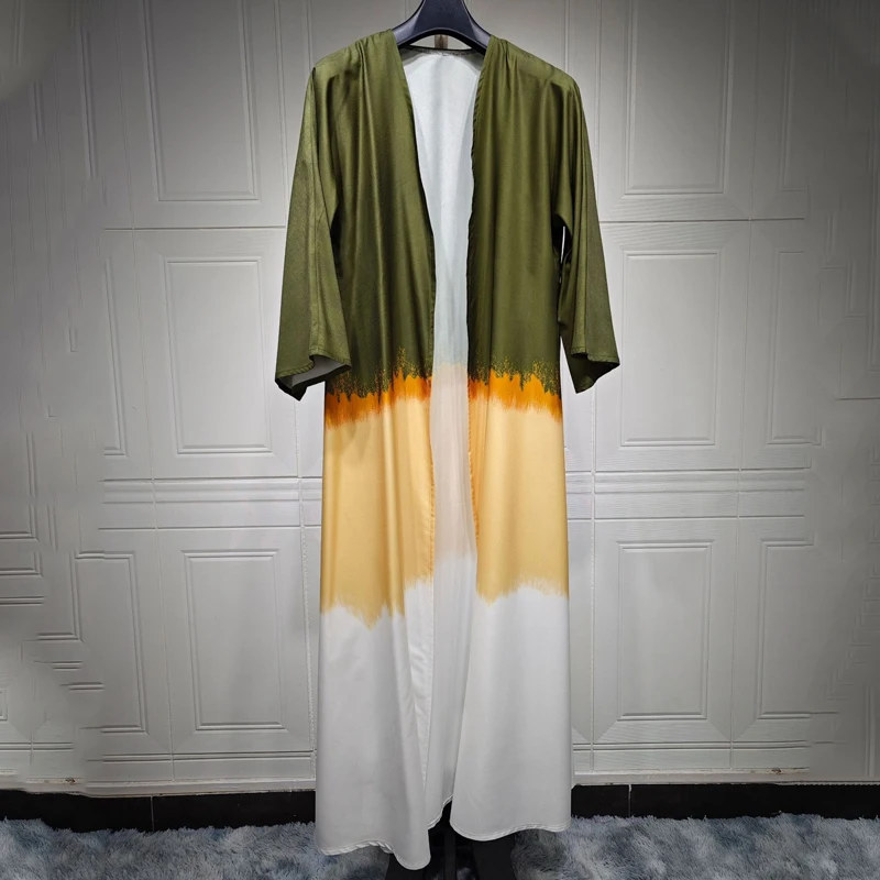 New Fashion 2 Piece Abaya Set Islamic Clothing Kimono Turkish Kaftan High Quality Tie Dye Open Dubai Abaya Women Muslim Dress