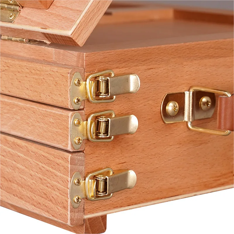 XinyiArt Multi Function Solid Beech Wood Storage Box Easel Adjustable Artist Tabletop Sketch box Easel with 3-Drawer  for Artist