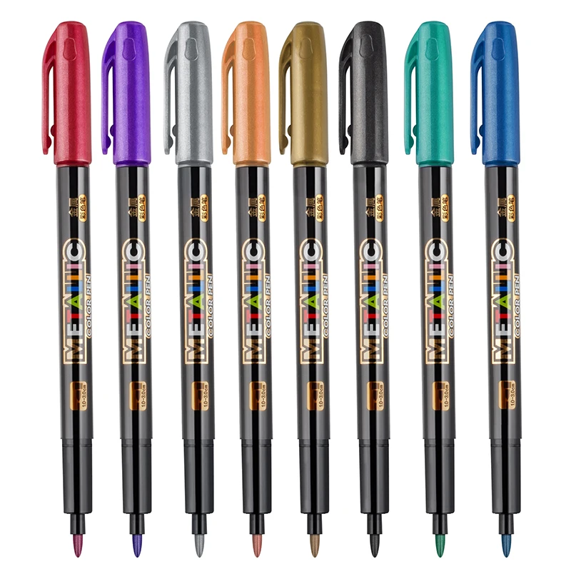 8 Colors Metallic Markers BAOKE Brand MP570 Water Based Metallic Color Pens Set