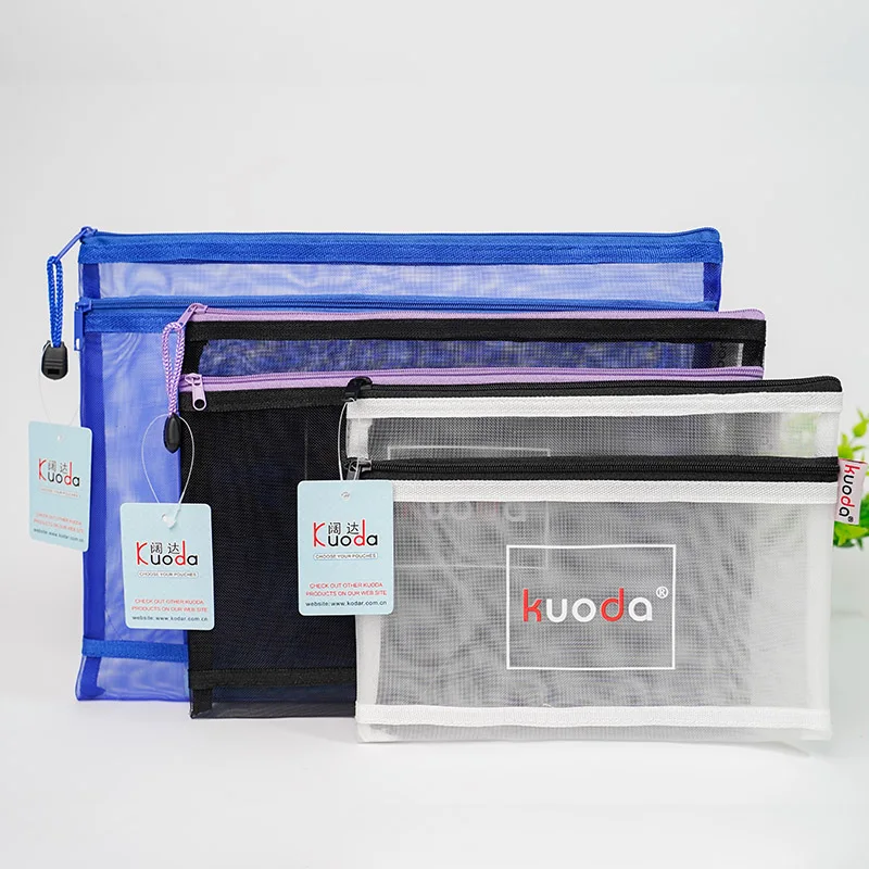 
A4/A5 Notebook Zipper Bag Transparent Nylon Mesh Document File Double Pocket Storage Pouch Stationery 