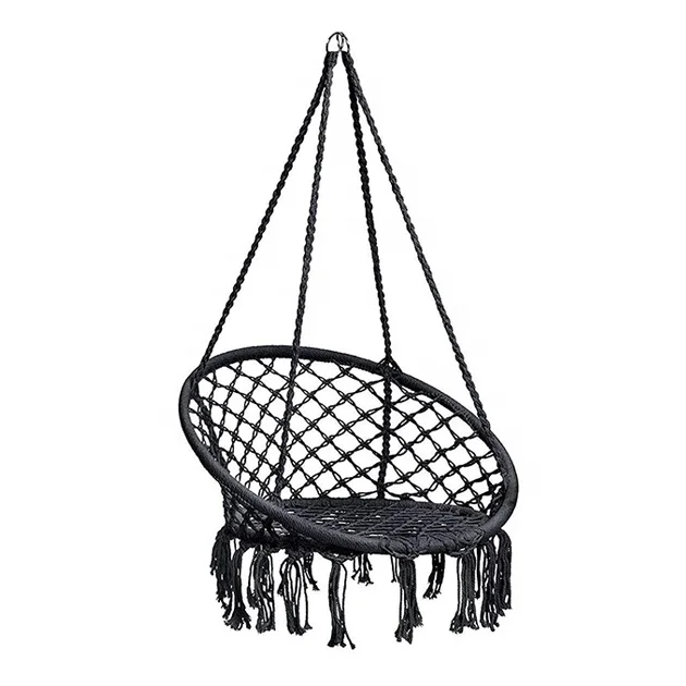 Лидер продаж, черный нейлоновый сетчатый гамак, качели-стул, простой портативный гамак макраме для помещений