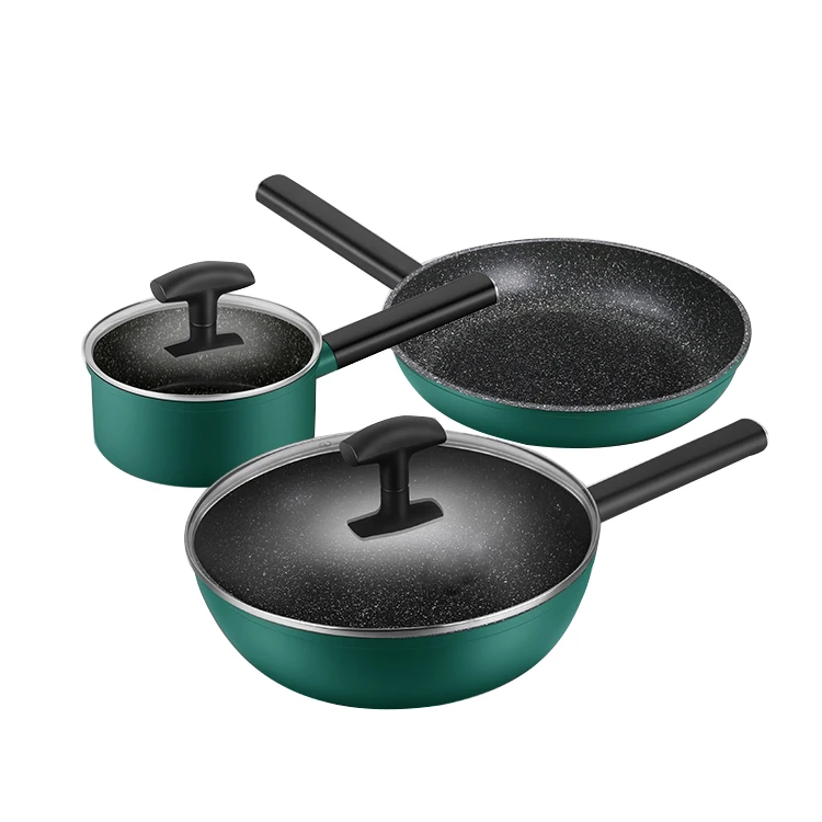 Round Cooking Set Saucepan Fry Egg Nonstick Aluminium Coating Kitchen Cooking Pan With Cover
