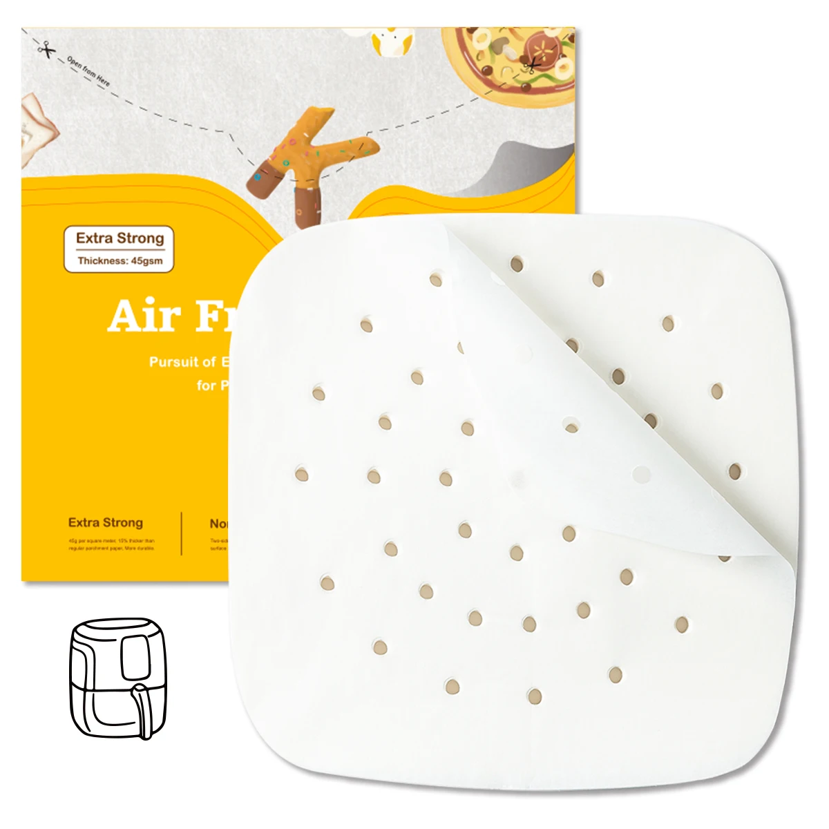 6.5inch parchment paper square air fryer liner parchment baking paper