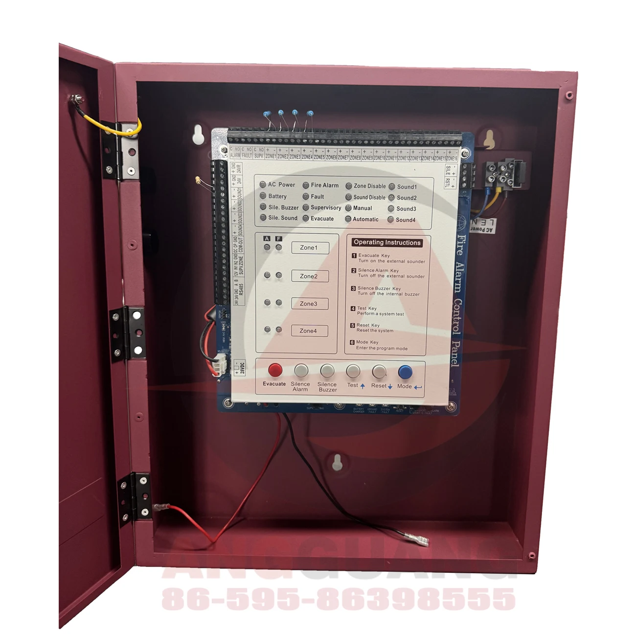 Factory 1-8 Loop Wireless Addressable Fire Detection & Alarm System Graphic Monitor Control Panel
