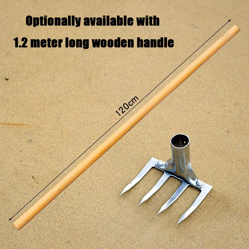 All-Steel Rustproof Garden Rake Large Leaf Scoops and Hand Rake Sand Scraper Tools with Wooden Handle