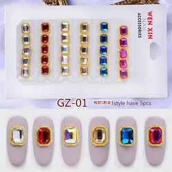 High Quality Glitter 3D Flat Back Mix Design Crystal Decoration 6 Style/Bag Wholesale Nail Rhinestone Decoration For Nail Art