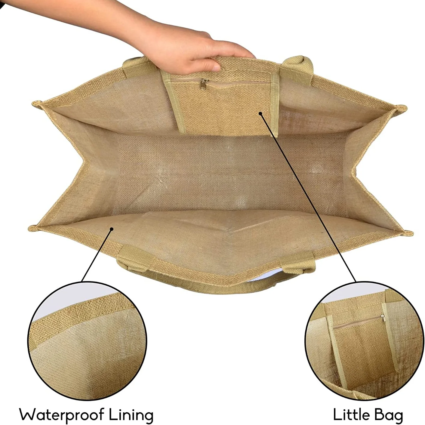 Aite 2022 eco friendly Customized logo Top quality Eco grocery Reusable big capacity women Shopping tote Jute Bag