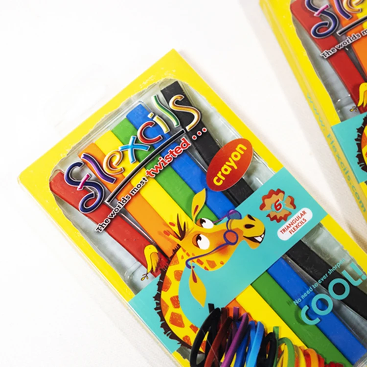 Factory hot sales triangle 14cm Flexcils 6 colors soft unbreakable silky crayon