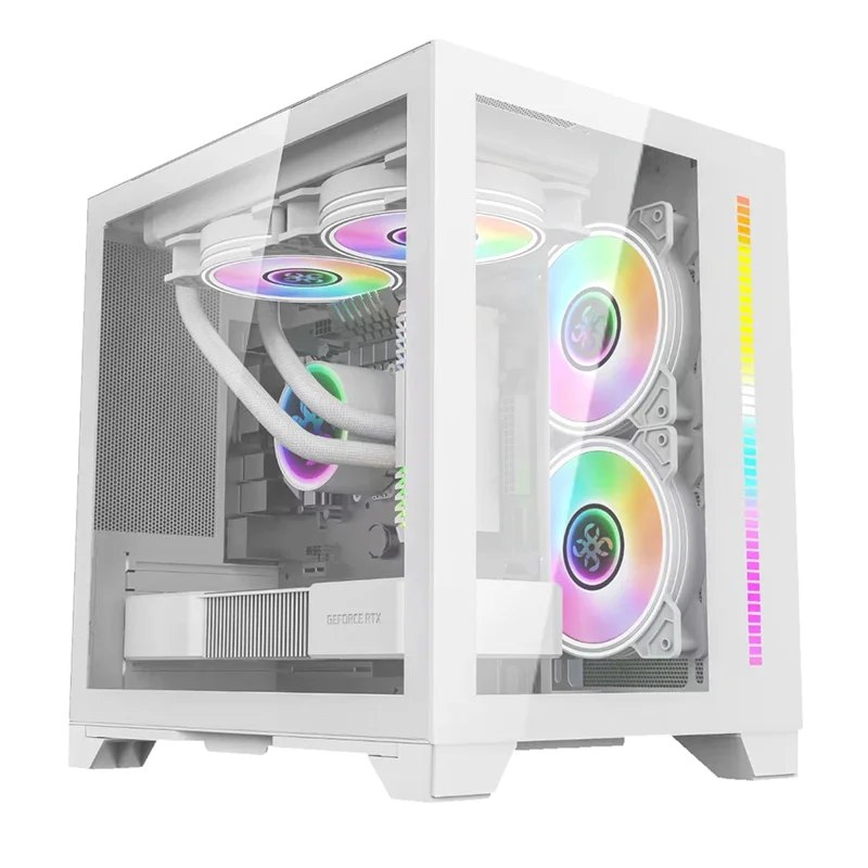M-ATX USB3.0 Transparent Glass Desktop Case Gaming Computer Case 8 Cooling Fans CPU Limit 185mm Graphic Card Limit 400mm