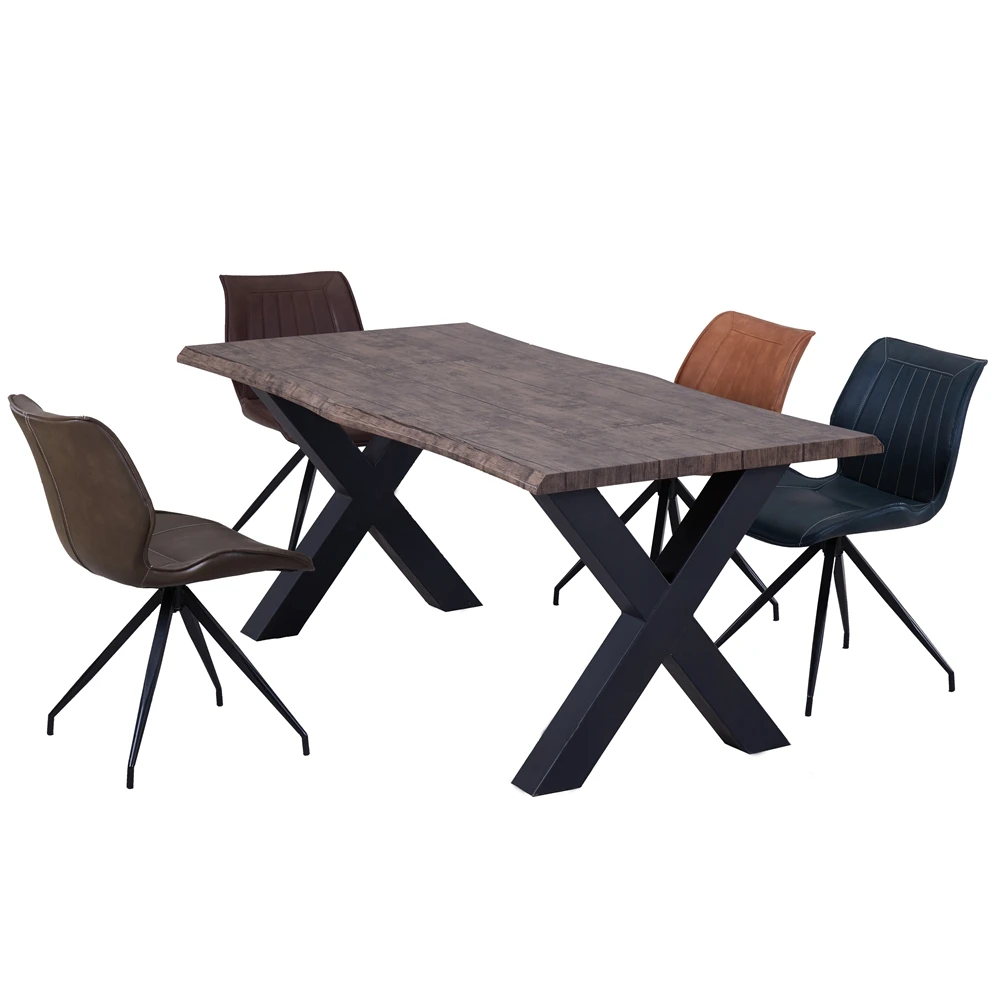 5 Piece Kitchen MDF Dining Table Set 4 pu Leather Chairs Dinette Dining table set