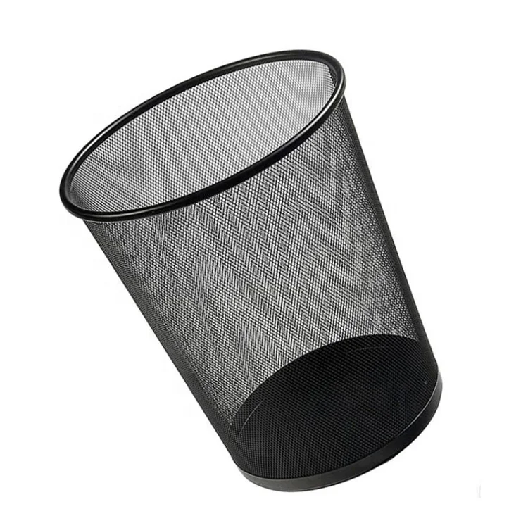 Household Office Waste Paper Basket Iron Wire Trash Can Mesh Waste Paper Bin