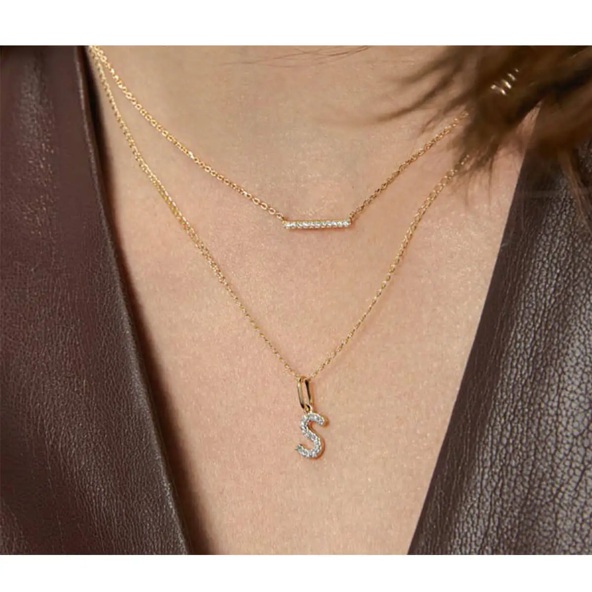 14k gold jewelry wholesale diamond initial letter necklace silver name necklace personalised