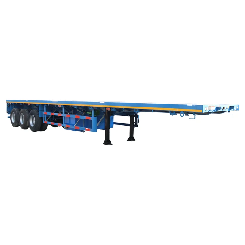 truck trailer  High quality flatbed truck trailer with super thick tires for transporting cranes
