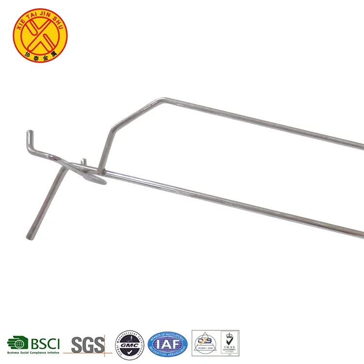 Special Design Stainless Steel Metal Double Line Slatwall Chrome Plating Hooks