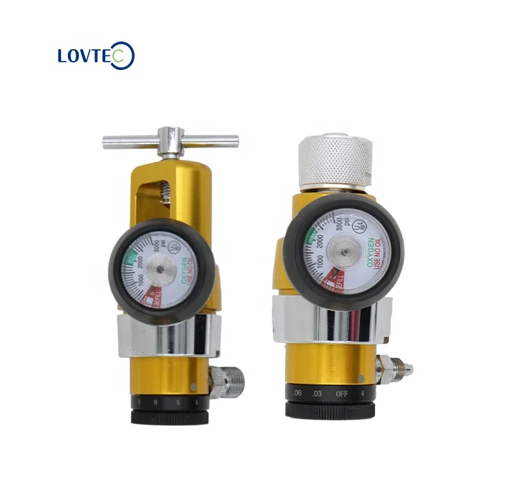 Lovtec cga540 G5/8 click style medical oxygen regulator with humidifier bottle