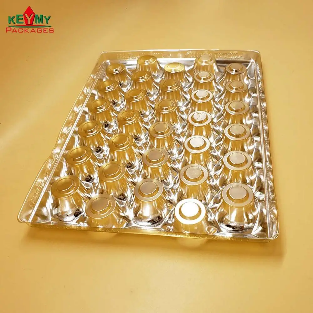 candy tray, customize gold or silvery PET blister tray for food from ISO approved factory, in Shenzhen