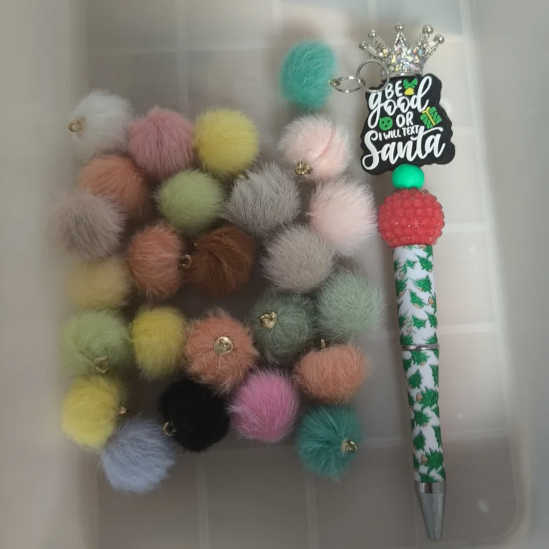 2024 New Wholesale 16 mm Pom Pom Fluffy Hard Beads and in Solid Colors, Random Mix, Large