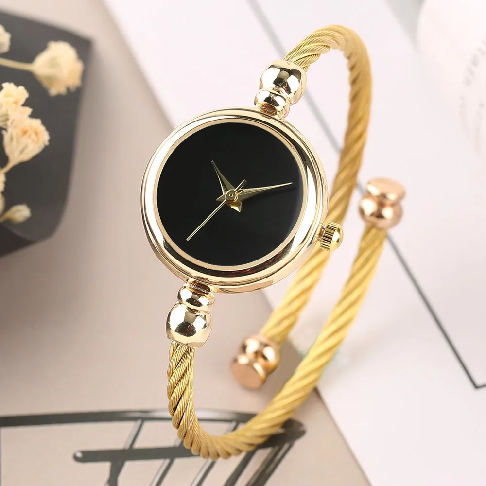 Minimalist Women Watches Gold, Stainless Steel Bracelet Watch Slim European Style Girls Ladies Quartz Wristwatch/