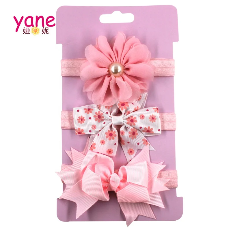 Wholesale hair accessories about  beautiful flower  elastic hair band wrap headband set for girls