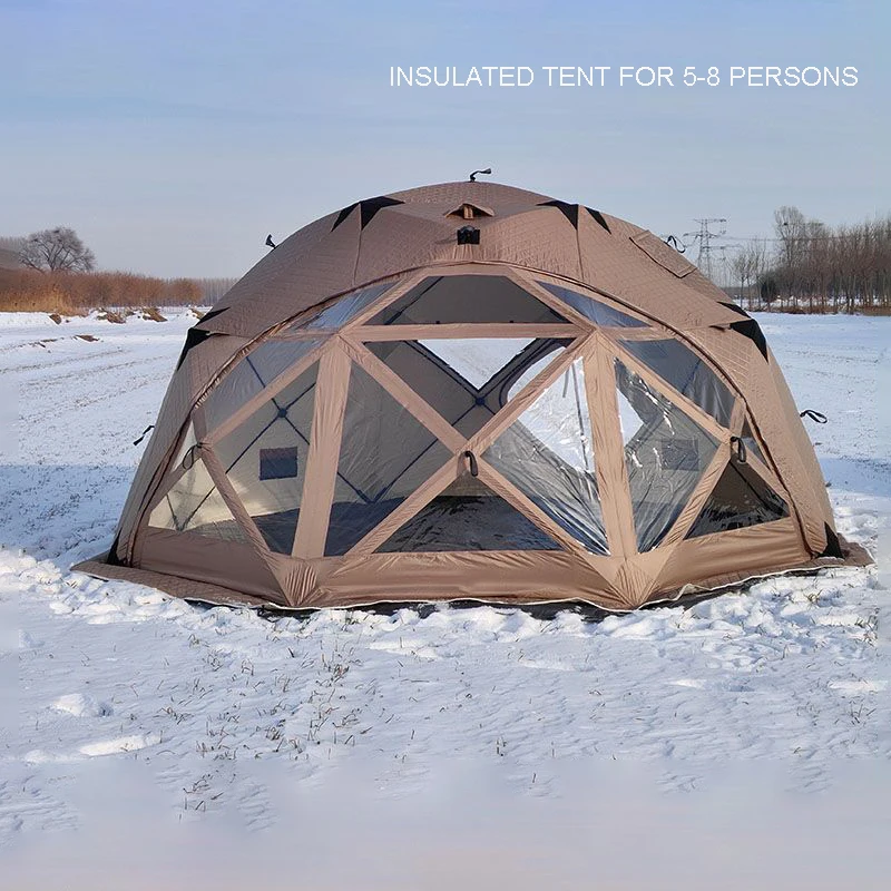 Outdoor Insulated Octagonal Large Space 3 Layers Winter Ice Fishing Round Dome Sauna Hiking Tent with TPU skylight